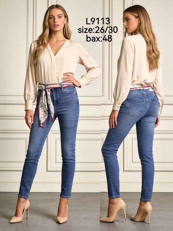 Spodnie damskie jeansy Roz 25-30, 1 Kolor Paczka 12 szt